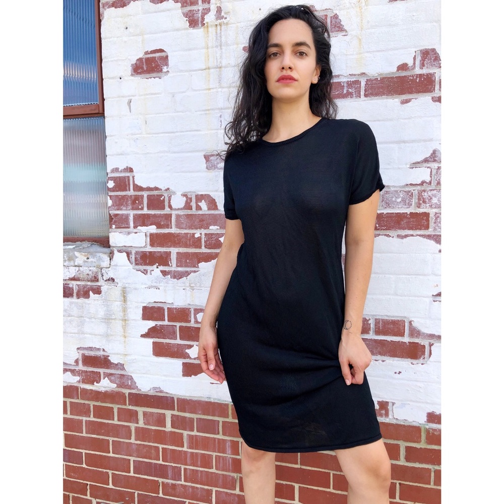 Black loose knit dress